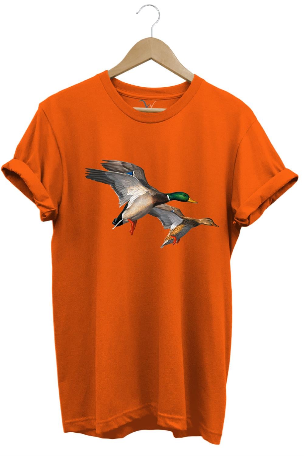 Avcılık Hunting Ördek Avı Baskılı %100 Pamuk Regular Fit T-Shirt - Turuncu