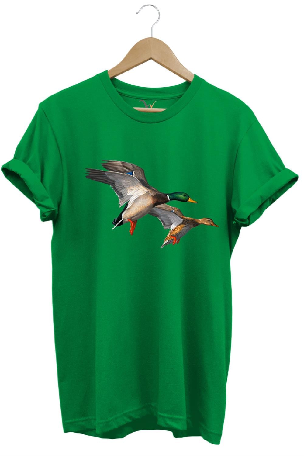 Avcılık Hunting Ördek Avı Baskılı %100 Pamuk Regular Fit T-Shirt - Yeşil