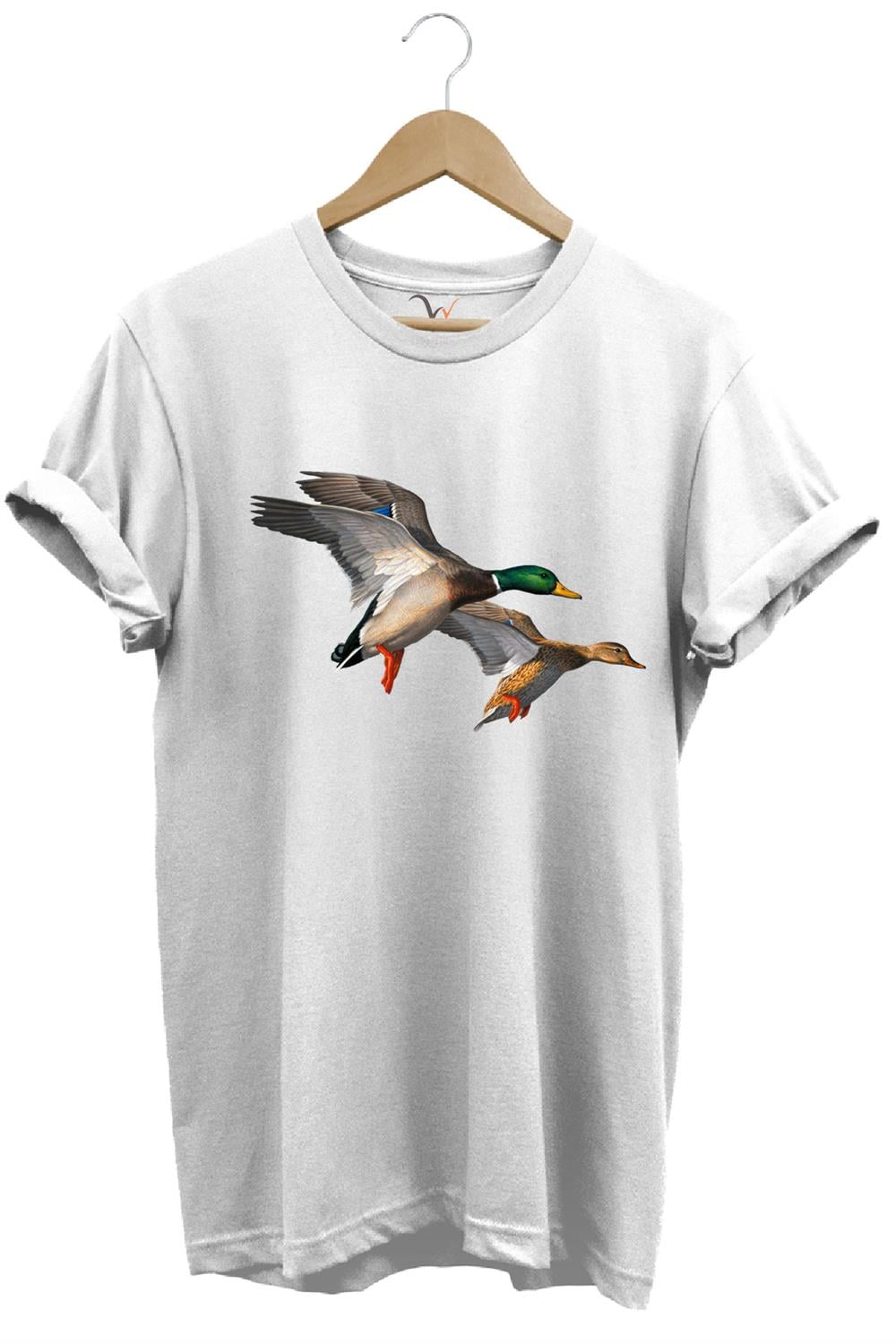 Avcılık Hunting Ördek Avı Baskılı %100 Pamuk Regular Fit T-Shirt - Beyaz
