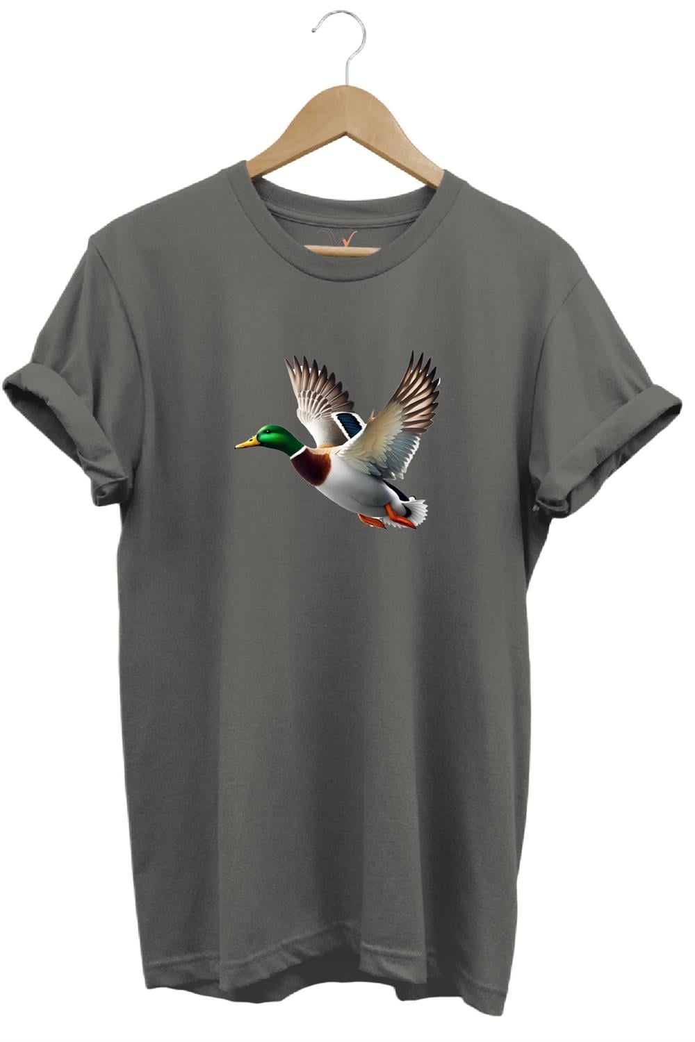 Avcılık Hunting Ördek Avı Yeşilbaş Baskılı %100 Pamuk Unisex Regular Fit T-Shirt - Antrasit