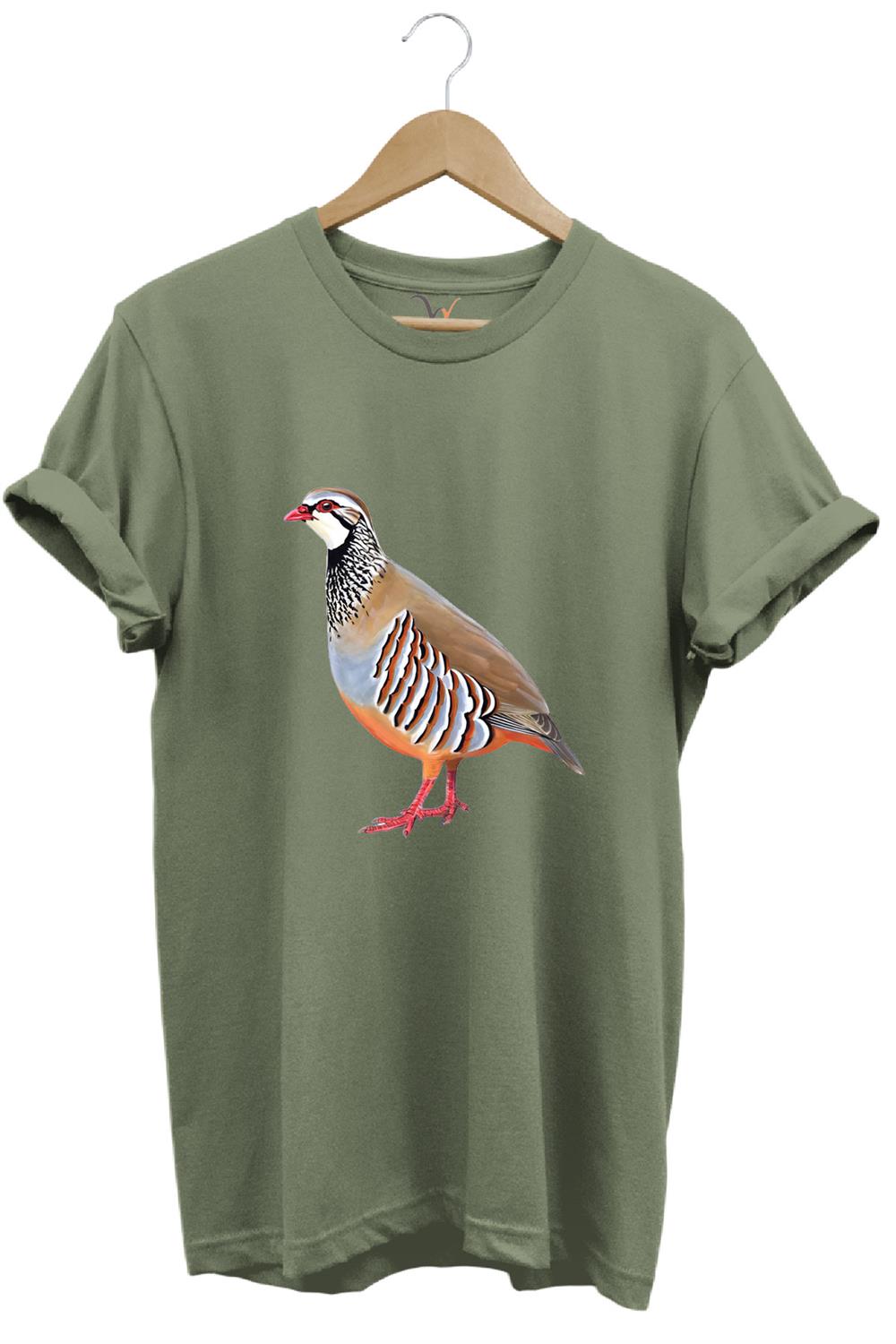 Avcılık Keklik Avcılığı Keklik Kuşu Baskılı Regular Fit %100 Pamuk T-Shirt - Haki