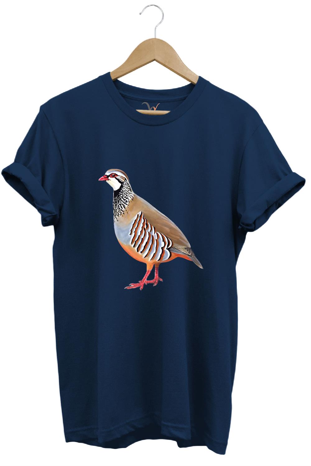 Avcılık Keklik Avcılığı Keklik Kuşu Baskılı Regular Fit %100 Pamuk T-Shirt - Lacivert