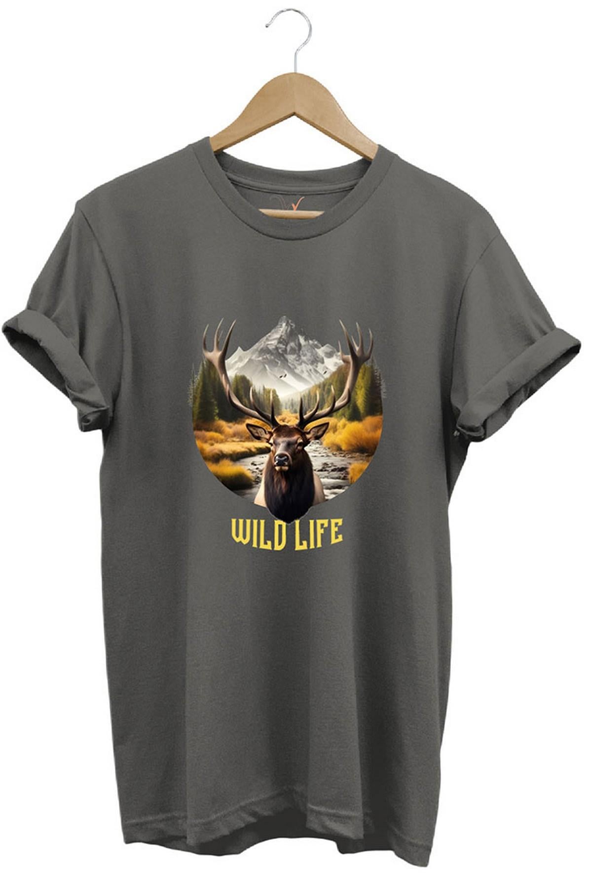 Widi Avcılık Wild Life Vahşi Yaşam Geyik Baskılı Antrasit