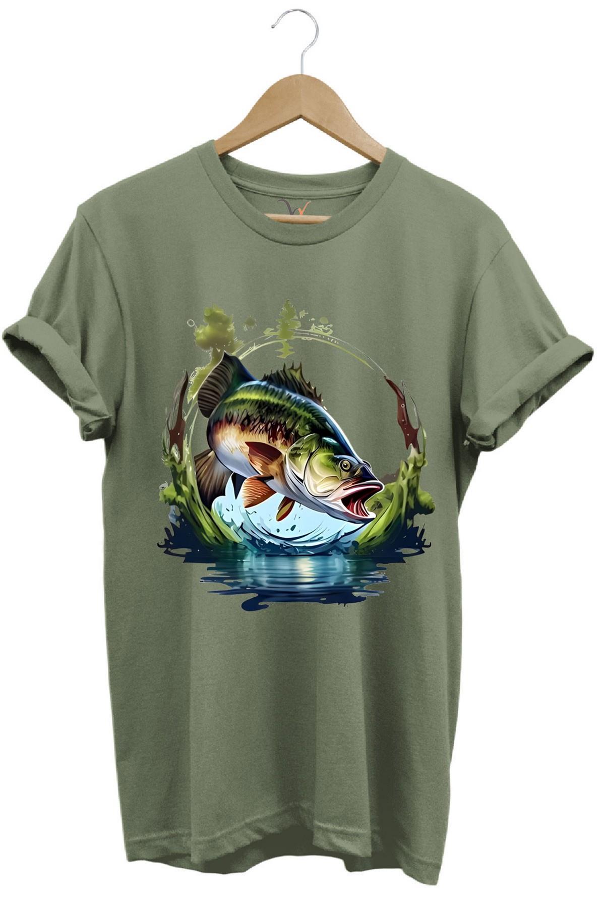 Widi Balıkçılık Levrek Balıkçılığ Fishing Doğa Ve Deniz Baskılı Haki