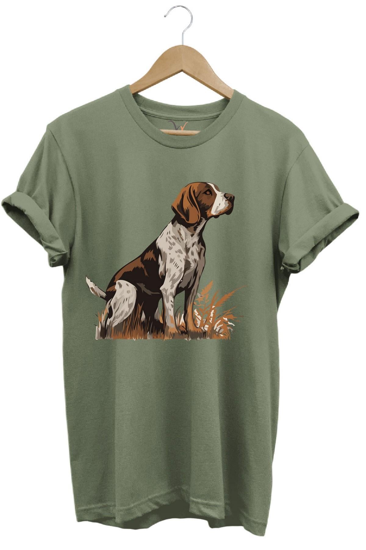 Widi Beagle Av Köpeği Baskılı Avcılık Tshirt Haki