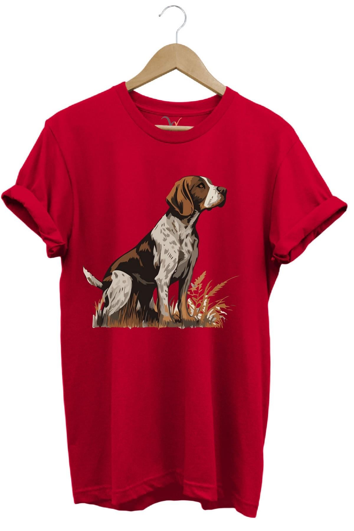 Widi Beagle Av Köpeği Baskılı Avcılık Tshirt Kırmızı