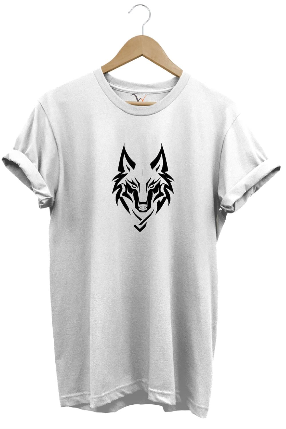 Bozkurt Türkçü Kurt Baskılı %100 Pamuk Regular Fit Bisiklet Yaka T-Shirt - Beyaz