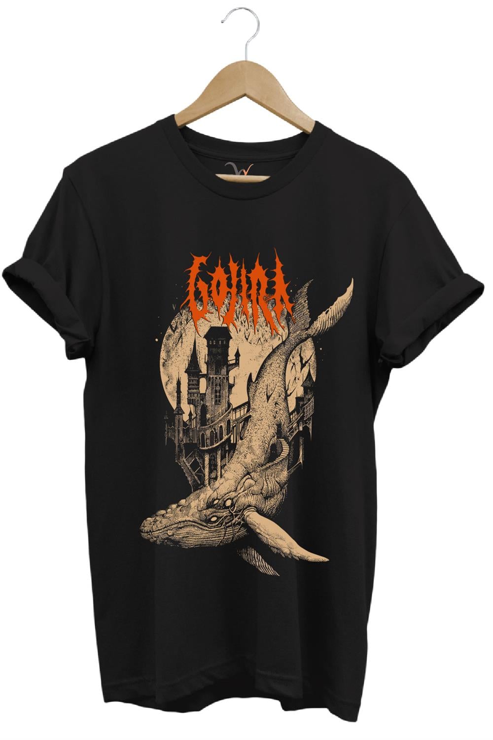 Gojira Balıklar Köpek Balığı Music Baskılı %100 Pamuk Regular Fit Bisiklet Yaka T-Shirt - Siyah