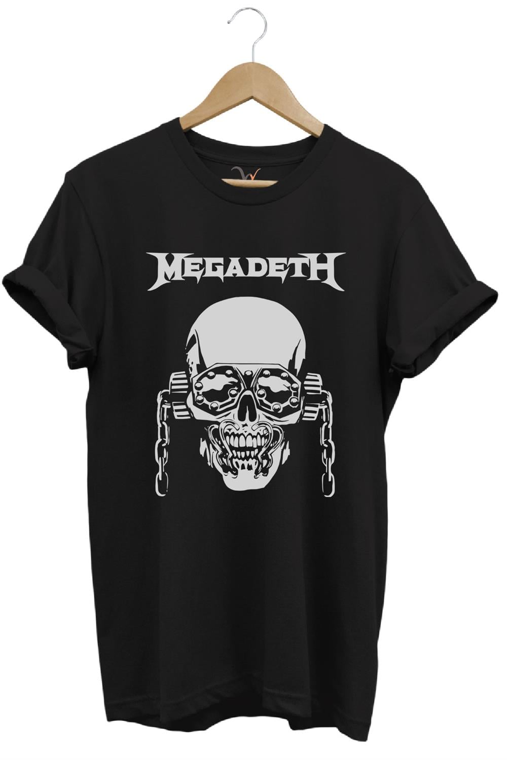 Heavy Metal Unisex Megadeth Skull Baskılı %100 Pamuk Regular Fit Bisiklet Yaka T-Shirt - Siyah