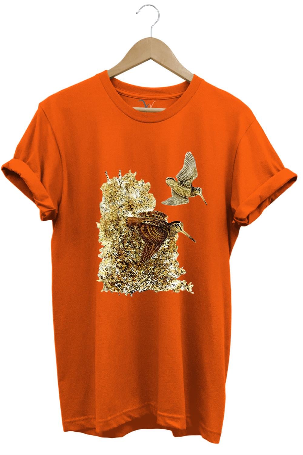 Hunter Avcılık Çulluk Avcılığı Vahşi Yaşam Baskılı Regular Fit %100 Pamuk T-Shirt - Turuncu