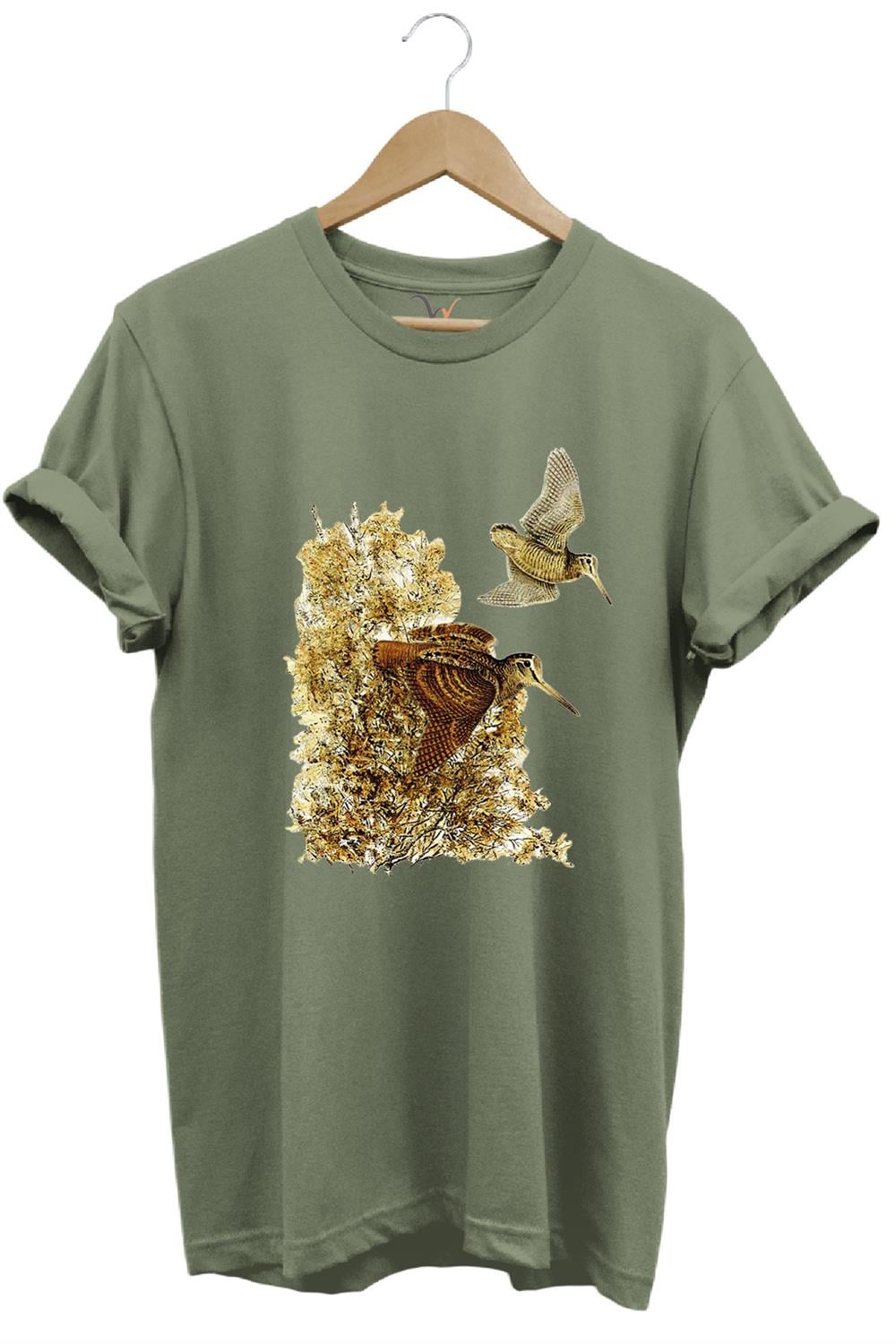 Hunter Avcılık Çulluk Avcılığı Vahşi Yaşam Baskılı Regular Fit %100 Pamuk T-Shirt - Haki