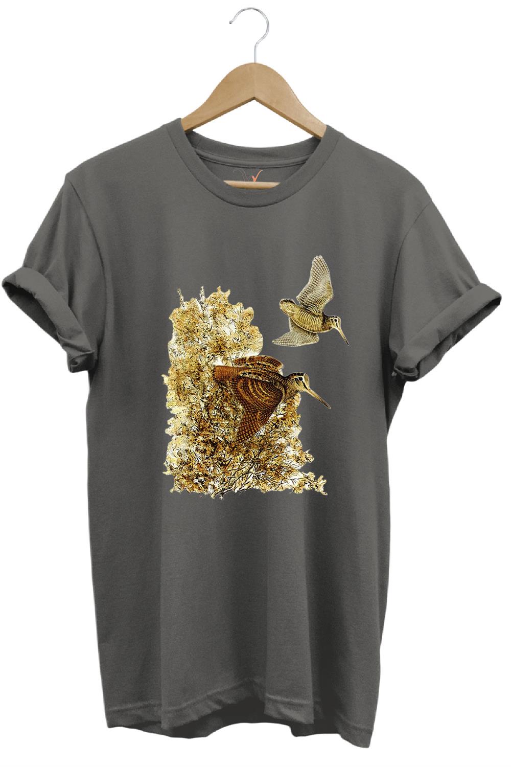 Hunter Avcılık Çulluk Avcılığı Vahşi Yaşam Baskılı Regular Fit %100 Pamuk T-Shirt - Antrasit