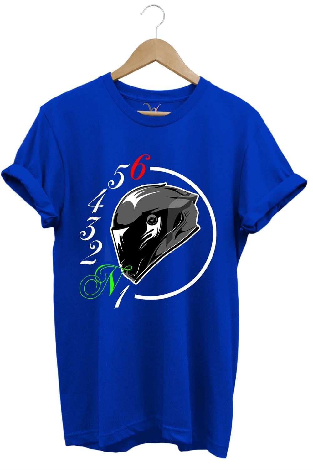 Motorcu Motorsiklet Vites Geçişleri ve Kask Tasarımlı 1N23456 %100 Pamuk Regular Fit T-Shirt - Mavi