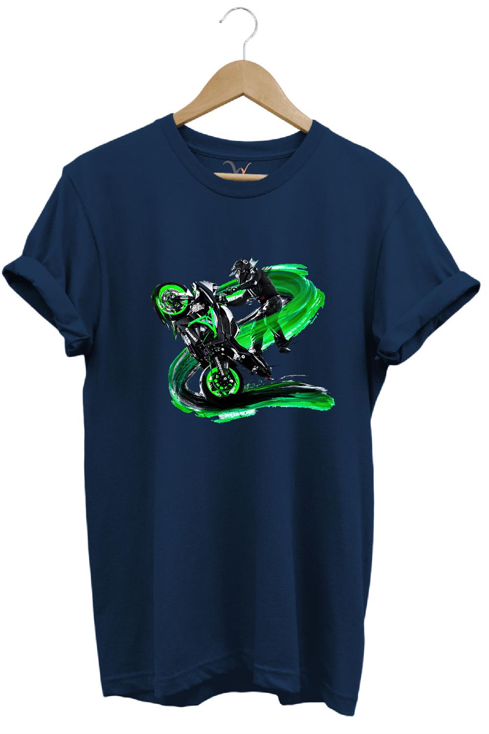 Motorsiklet Motorcu Özel Yaz Tasarımlı Ride On Summer Regular Fit %100 Pamuk T-Shirt - Lacivert