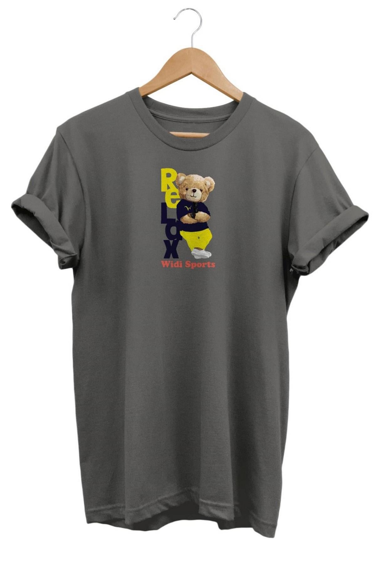 Relax Sarı Ayıcık Baskılı T-Shirt Gri