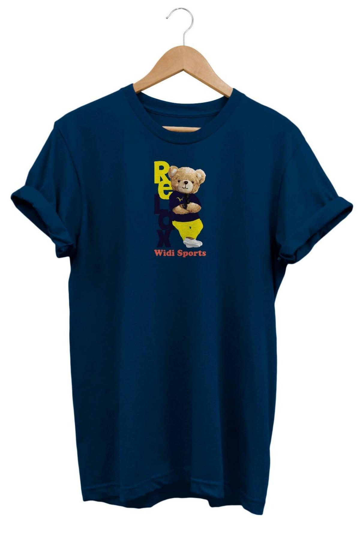 Relax Sarı Ayıcık Baskılı T-Shirt Lacivert