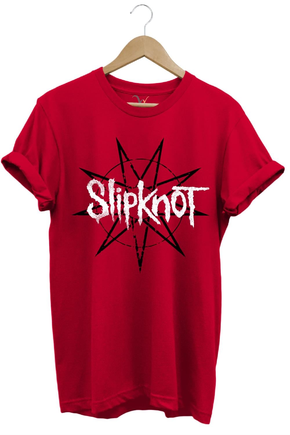 Slipknot Rock Metal Müzik Grubu Stars Baskılı Regular Fit T-Shirt - Kırmızı