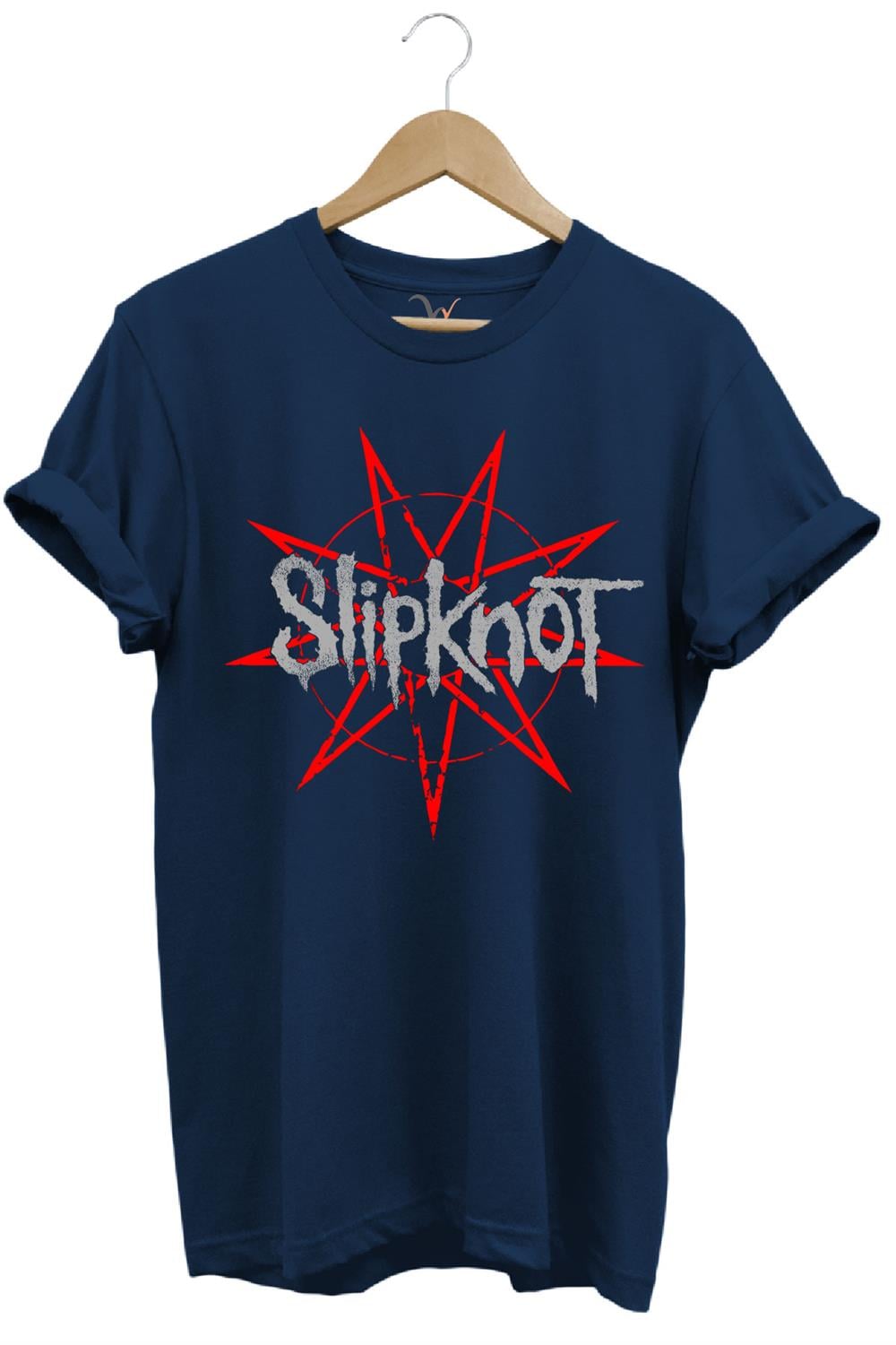 Slipknot Rock Metal Müzik Grubu Stars Baskılı Regular Fit T-Shirt - Lacivert