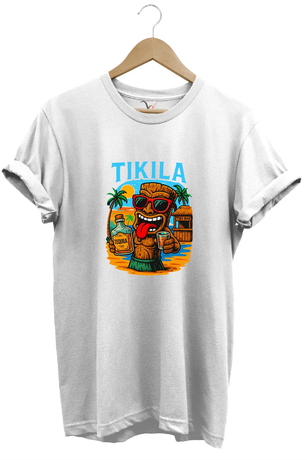 Summer Yazlık Tekila Yazı Baskılı %100 Pamuk Regular Fit Premium T-Shirt - Beyaz