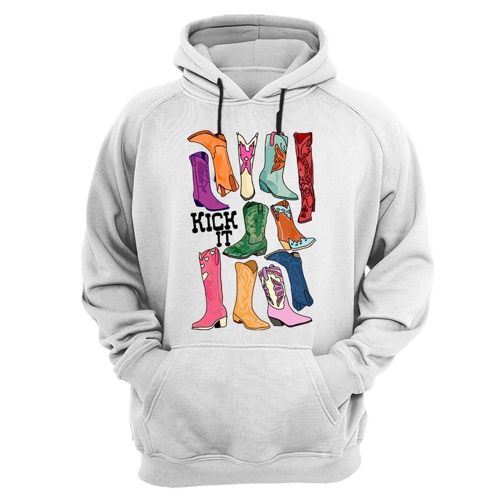 Unisex Cowgirl Kovboy Çizme Baskılı Regular Fit %100 Pamuk Sweatshirt - Beyaz