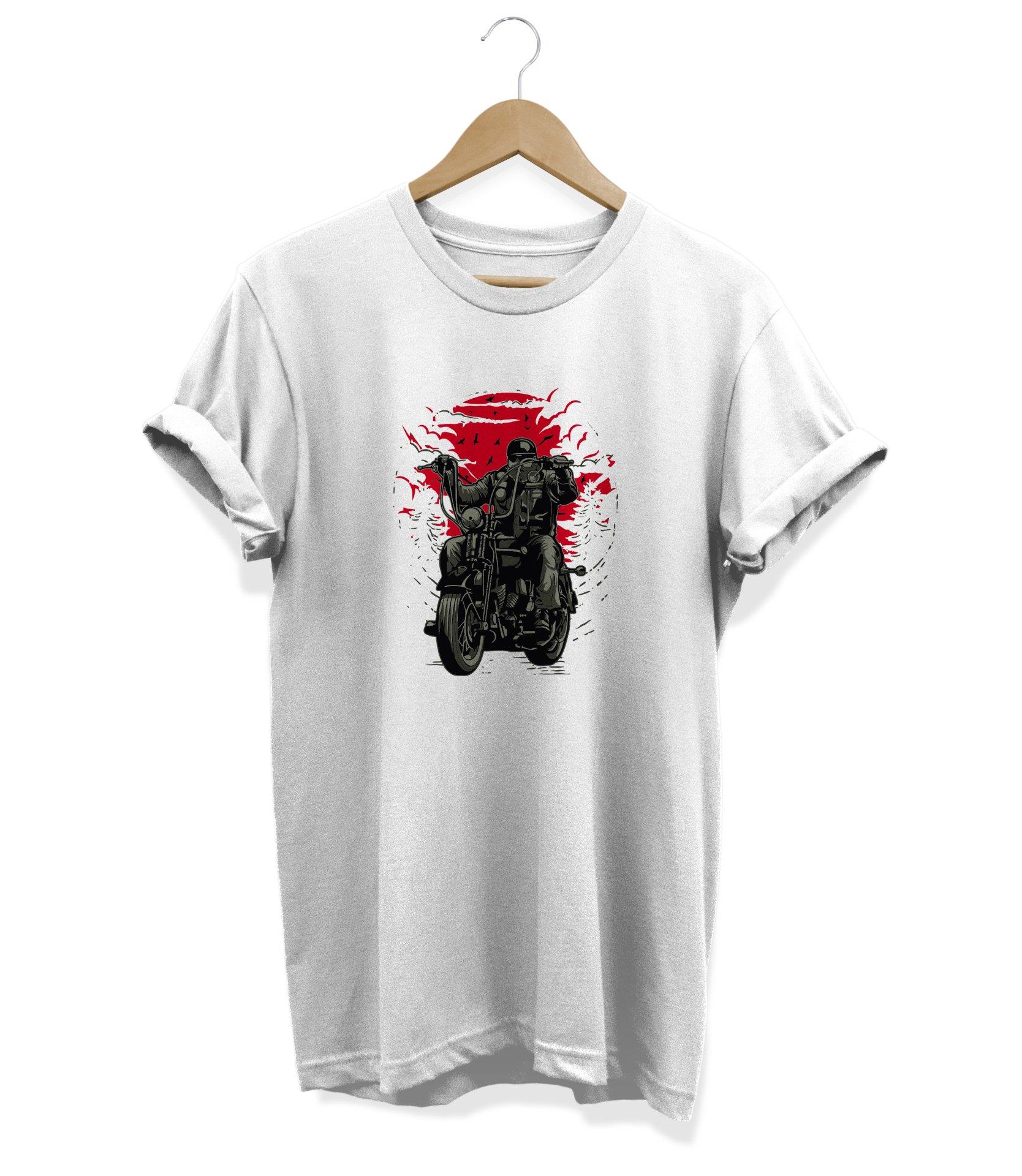 Wdi Harley Baskılı T-Shirt Beyaz