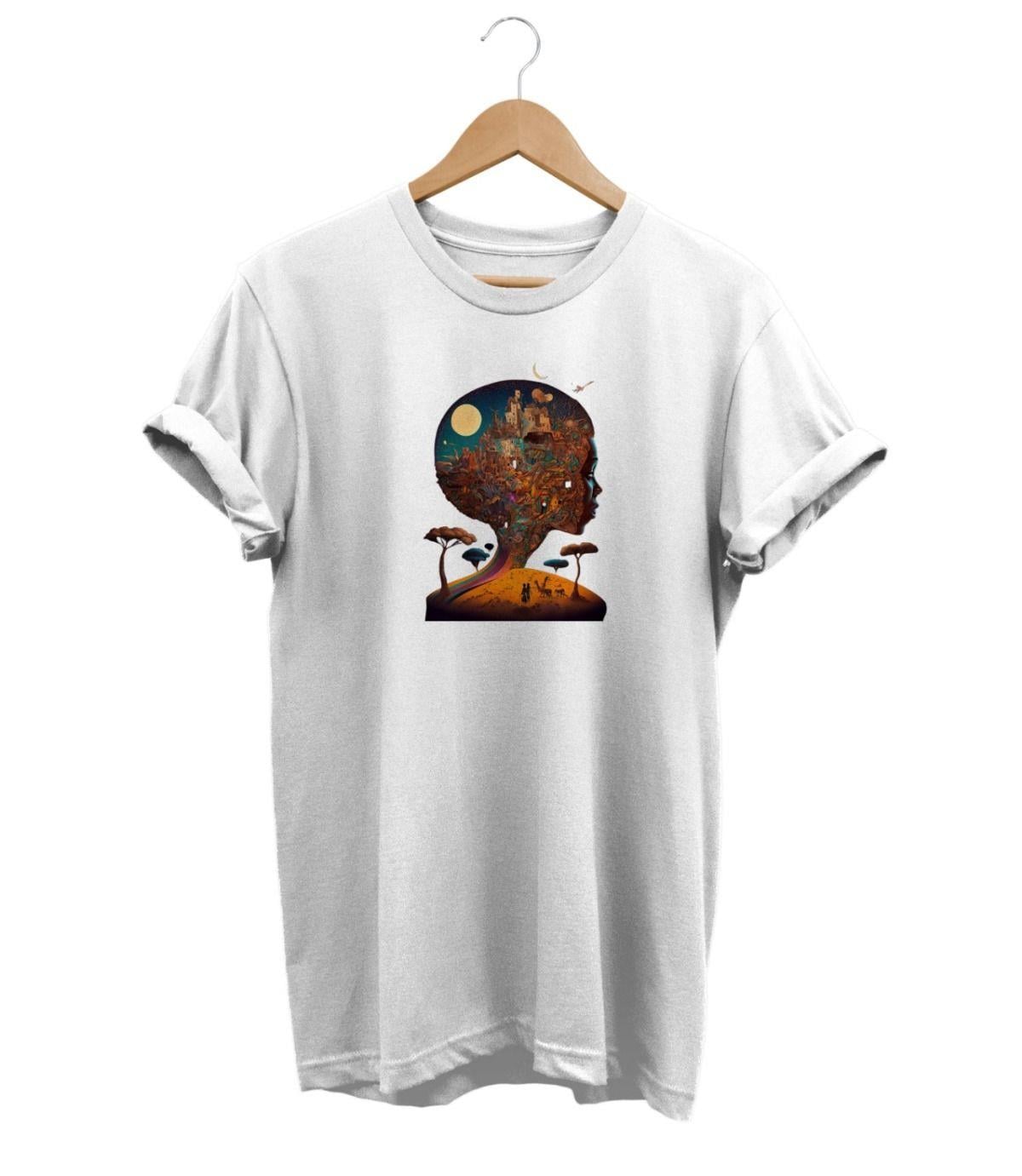 Widi Afrika Baskılı T-Shirt Beyaz