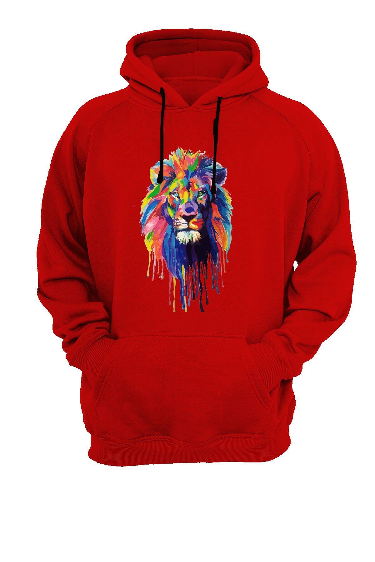 Widi Aslan Baskılı Sweatshirt Kırmızı