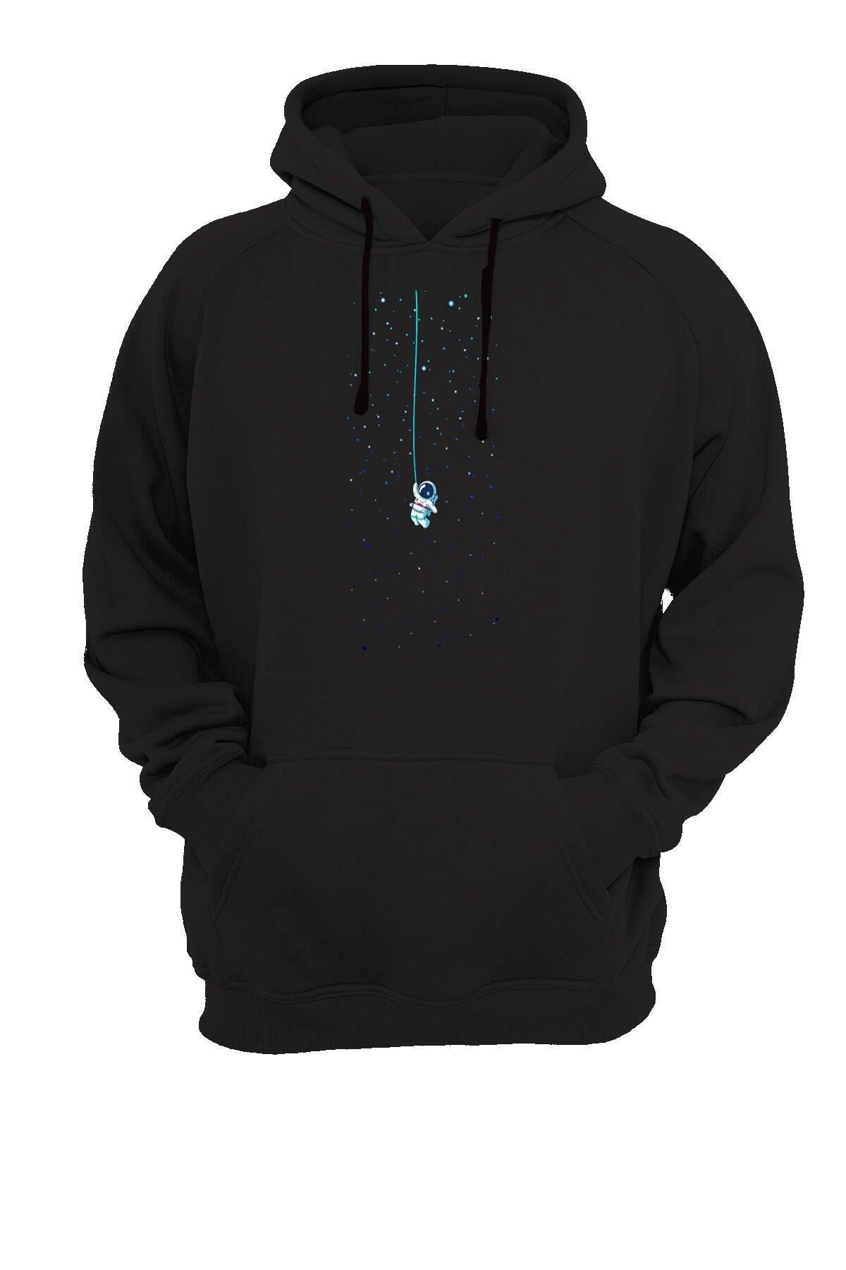 Widi Astronot Baskılı Sweatshirt Siyah