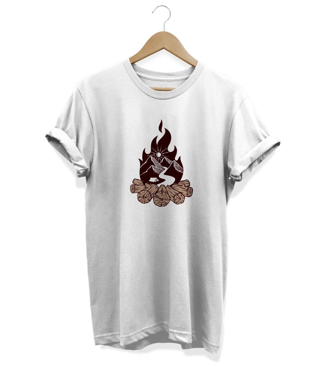 Widi Ateş Baskılı T-Shirt Beyaz