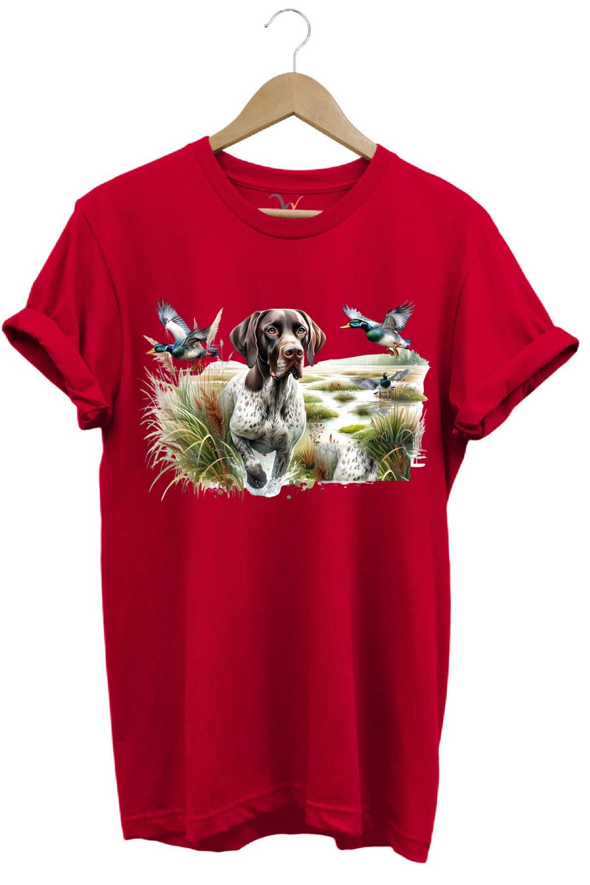 Widi Av Köpeği Ve Ördek T-Shirt Kırmızı