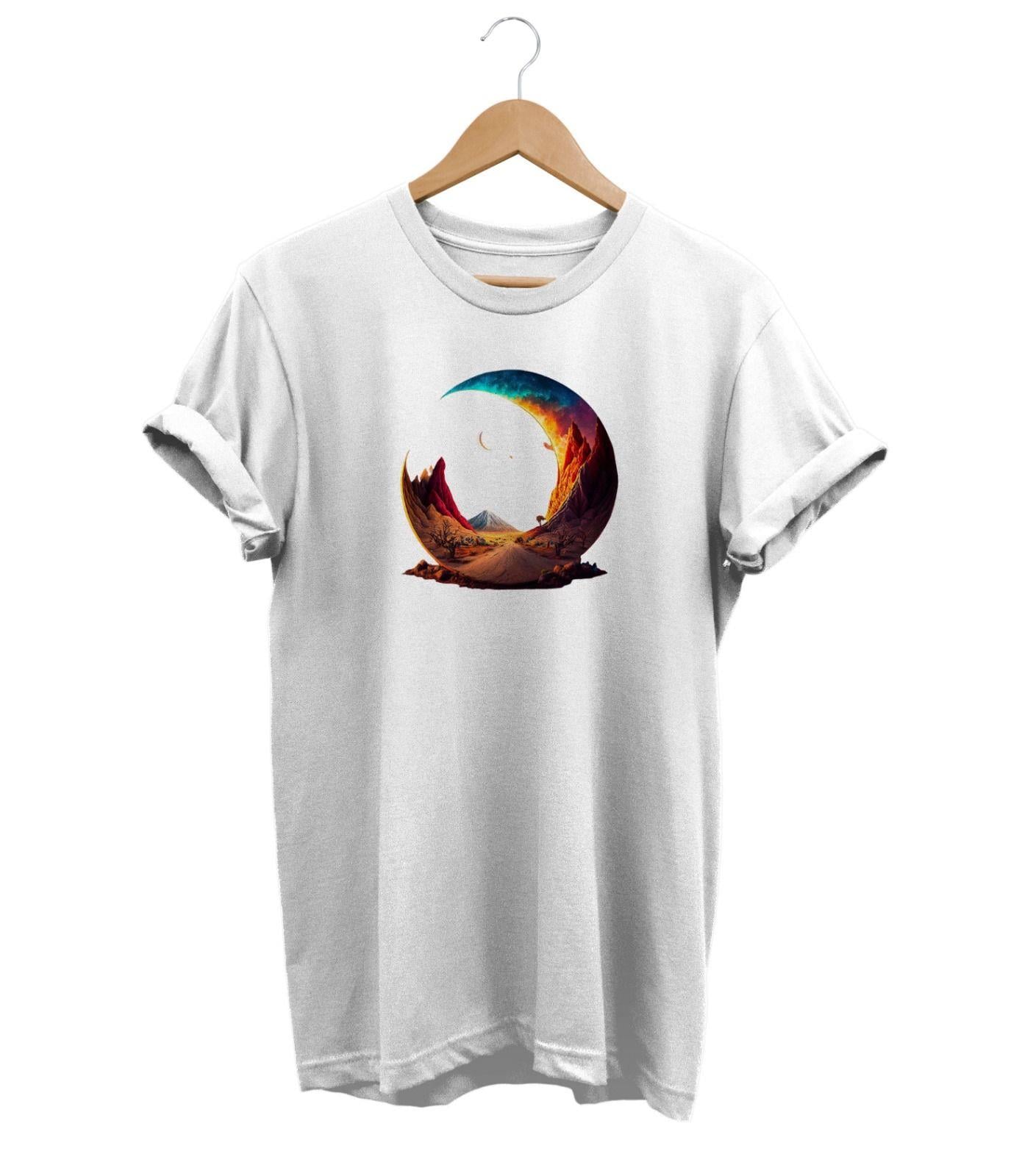 Widi Ay Baskılı T-Shirt Beyaz