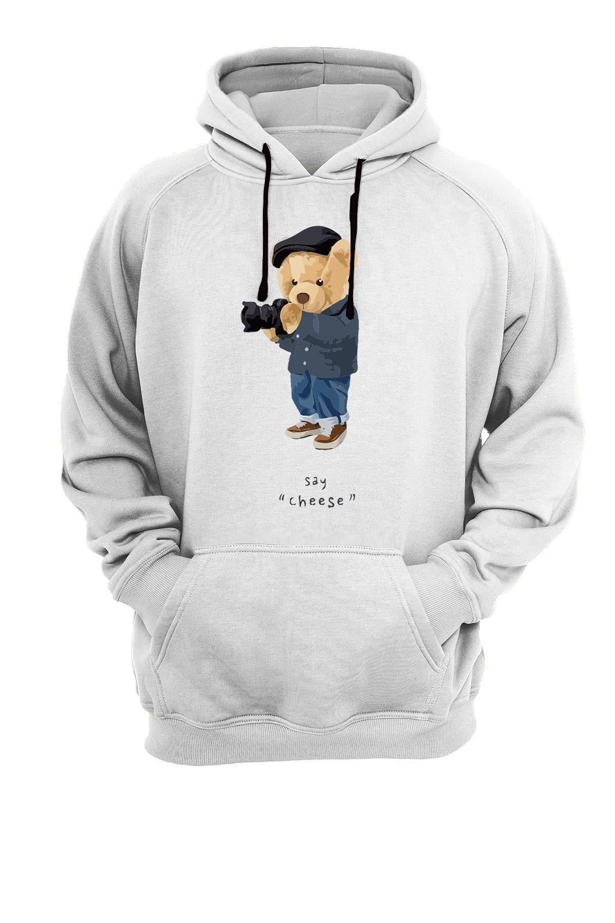 Widi Ayı Baskılı Sweatshirt Beyaz