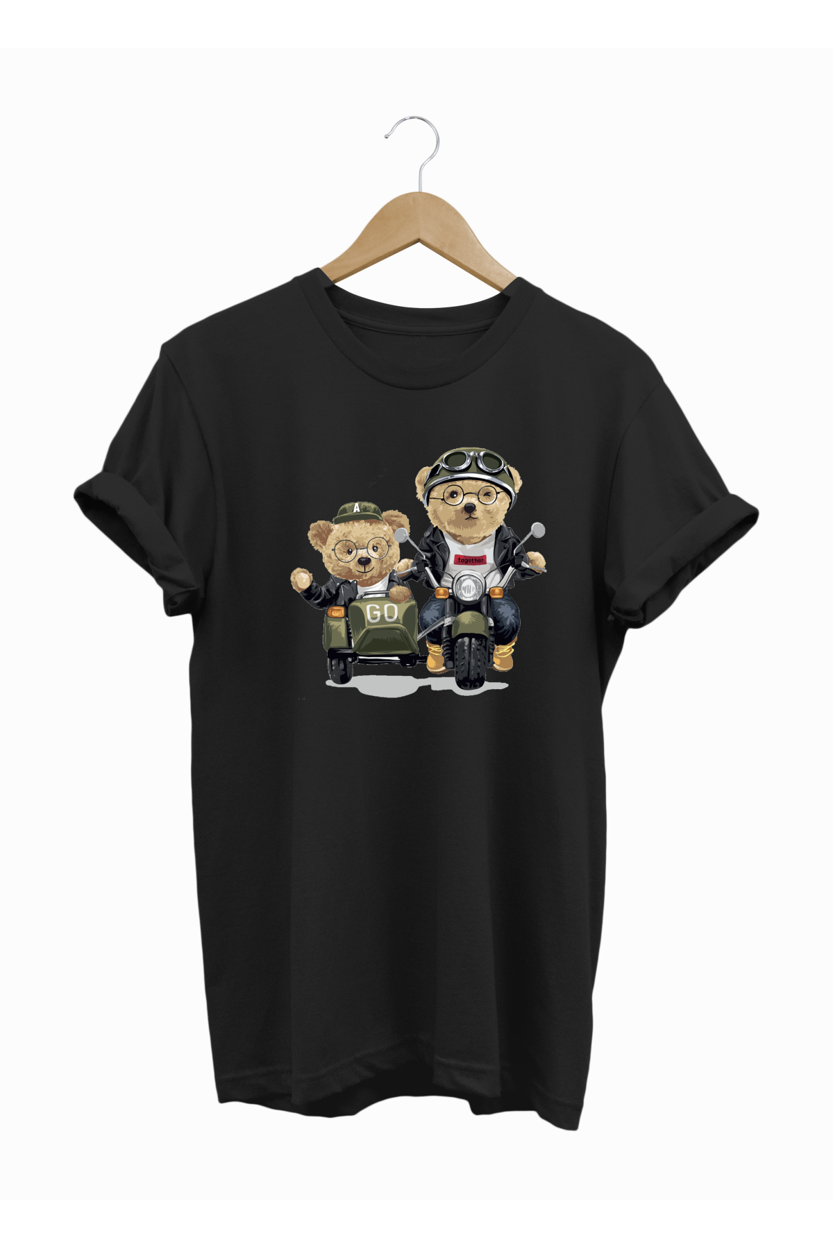 Widi Ayıcık Baskılı T-Shirt Siyah