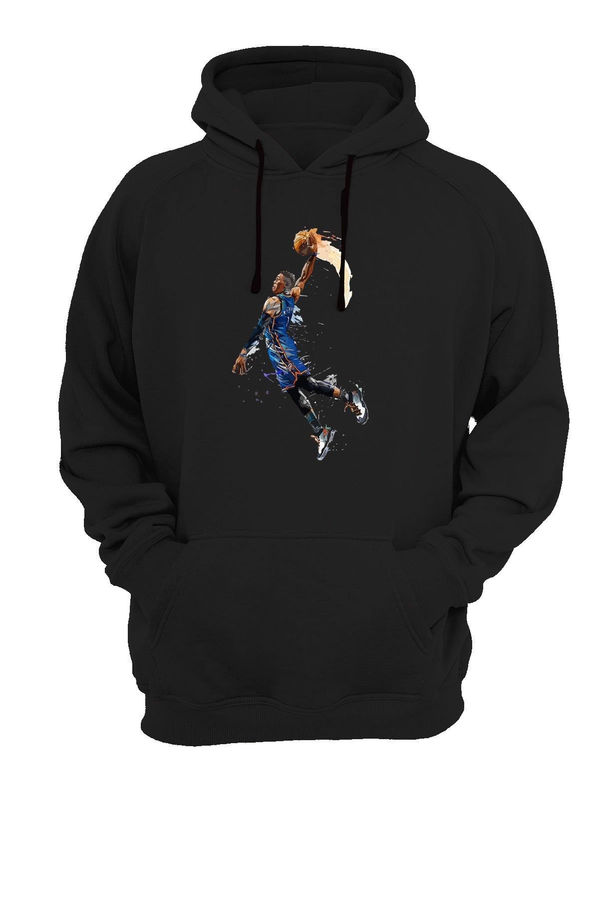 Widi Basketbol Baskılı Sweatshirt Siyah