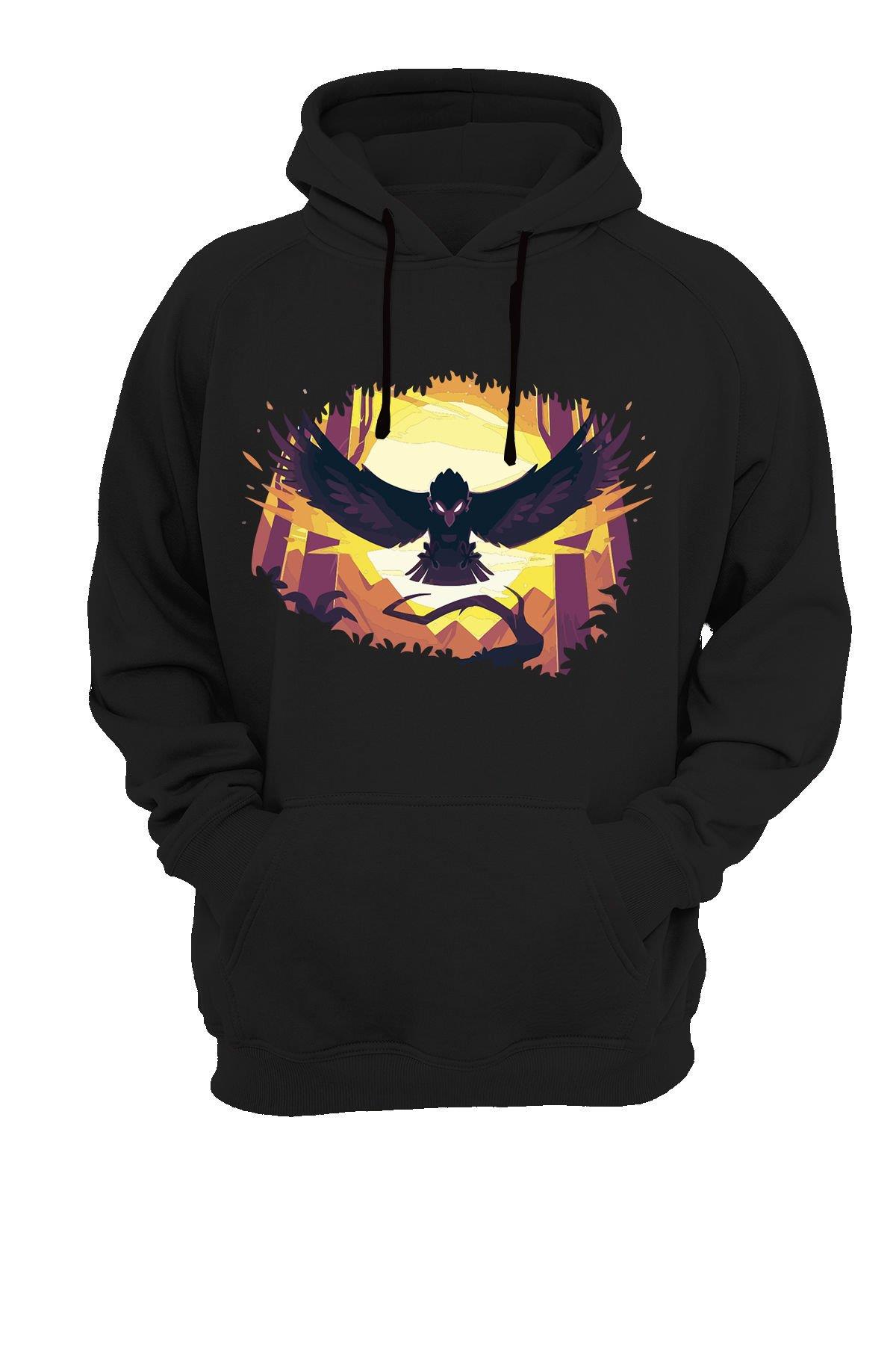 Widi Baykuş Baskılı Sweatshirt Siyah