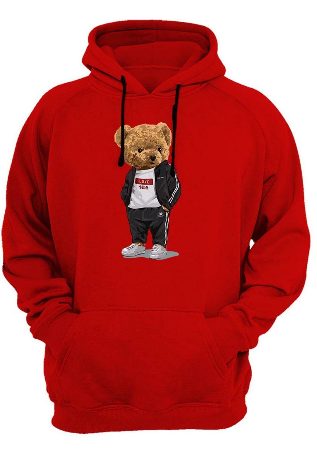 Widi Bear - Ayıcık Baskılı Sweatshirt Kırmızı