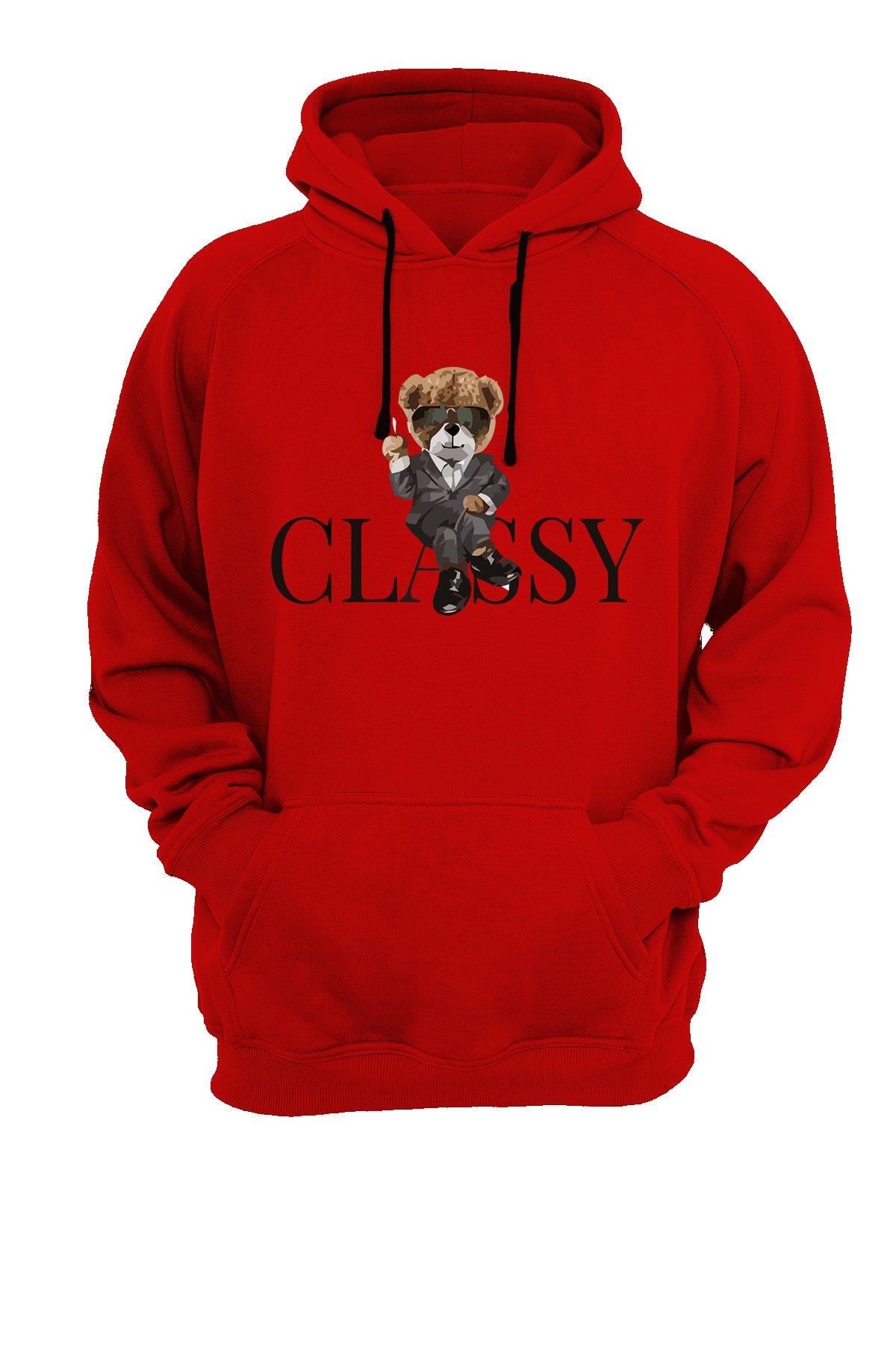 Widi Bear  Classy Baskılı Sweatshirt Kırmızı