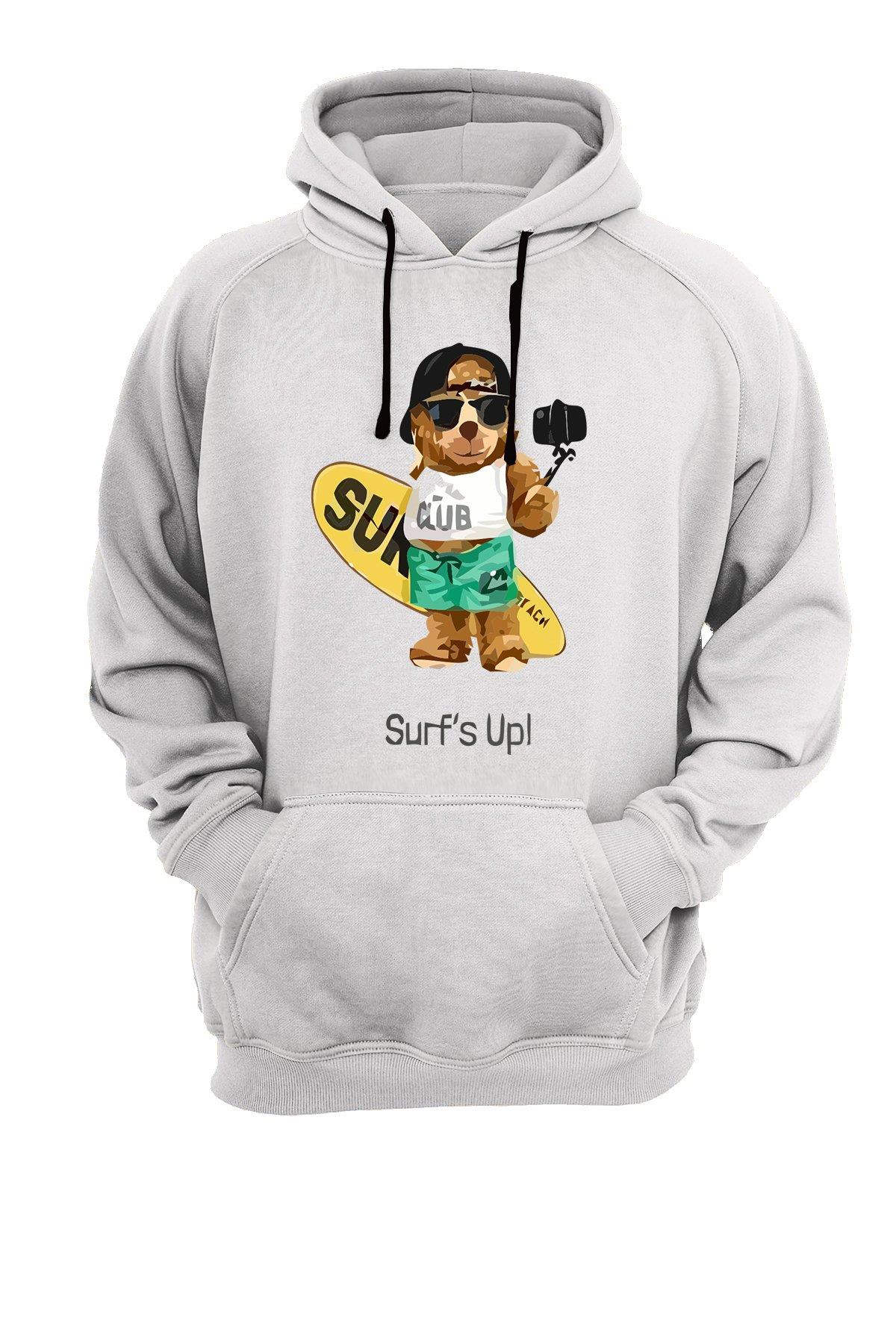 Widi Bear Surfs Up Baskılı Sweatshirt Beyaz