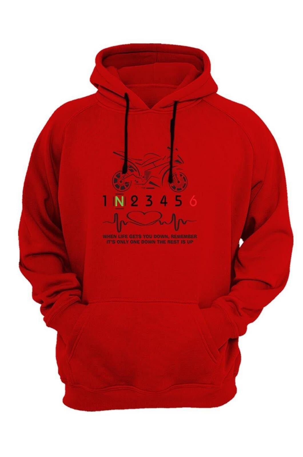 Widi Black Racing Motor - Siyah Yarış Motorsikleti Baskılı Sweatshirt Siyah