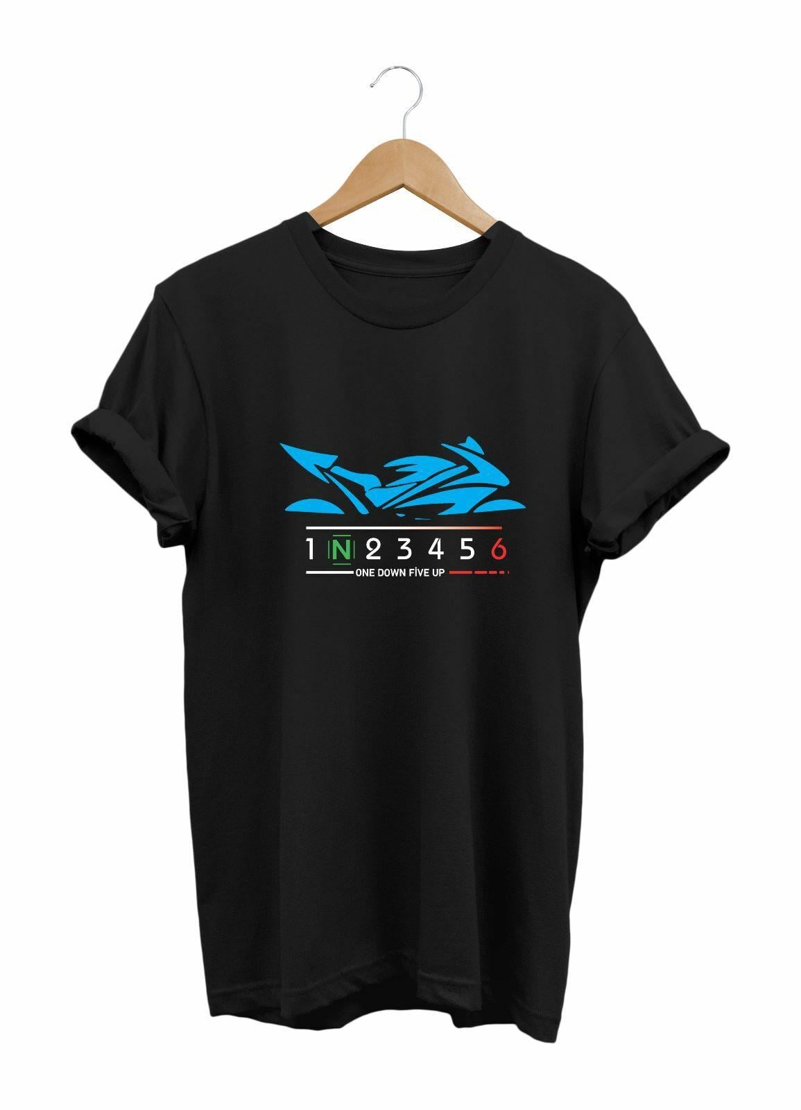 Widi Blue Racing Motor - Mavi Yarış Motorsikleti Baskılı T-Shirt Mavi