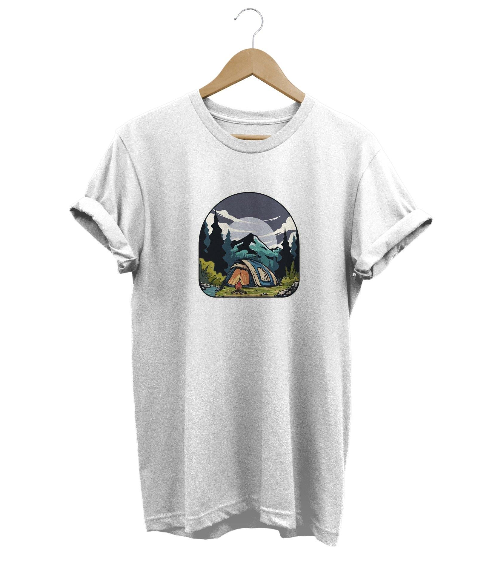 Widi Çadır Baskılı T-Shirt Beyaz