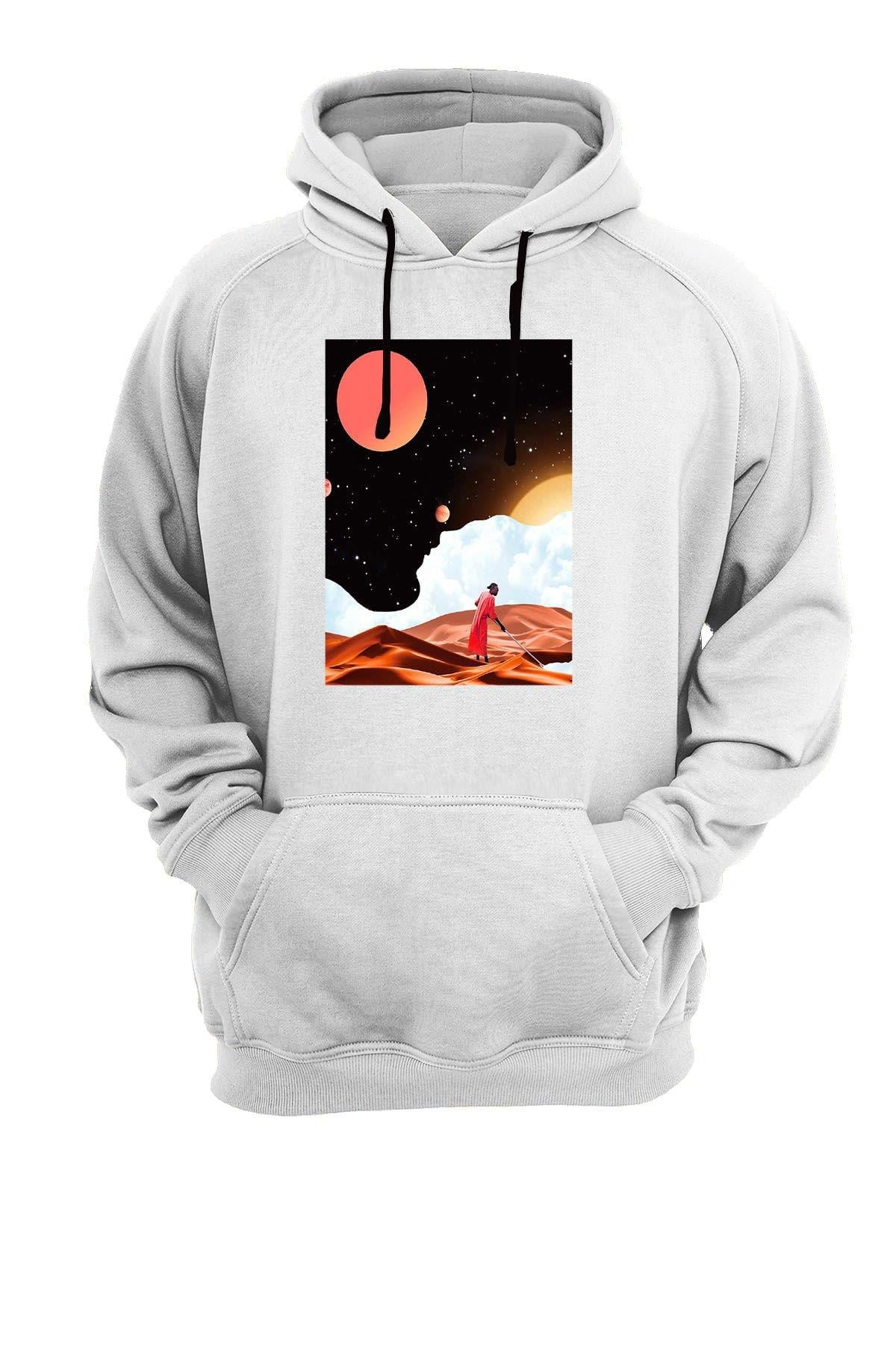 Widi Çöl Baskılı Sweatshirt Beyaz
