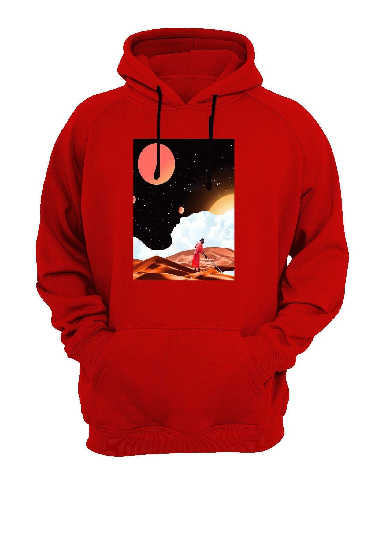 Widi Çöl Baskılı Sweatshirt Kırmızı