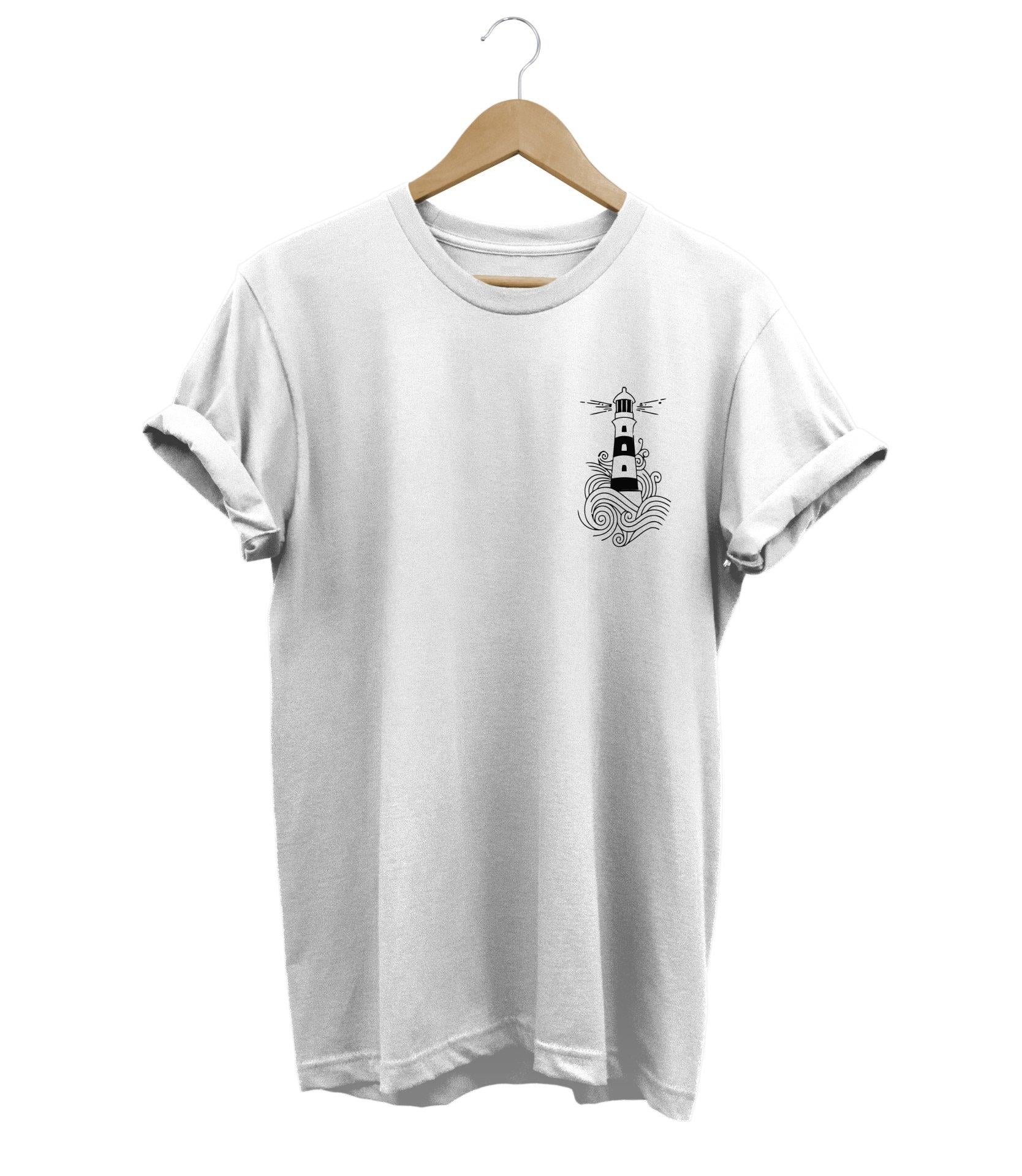 Widi Deniz Feneri Baskılı T-Shirt Beyaz