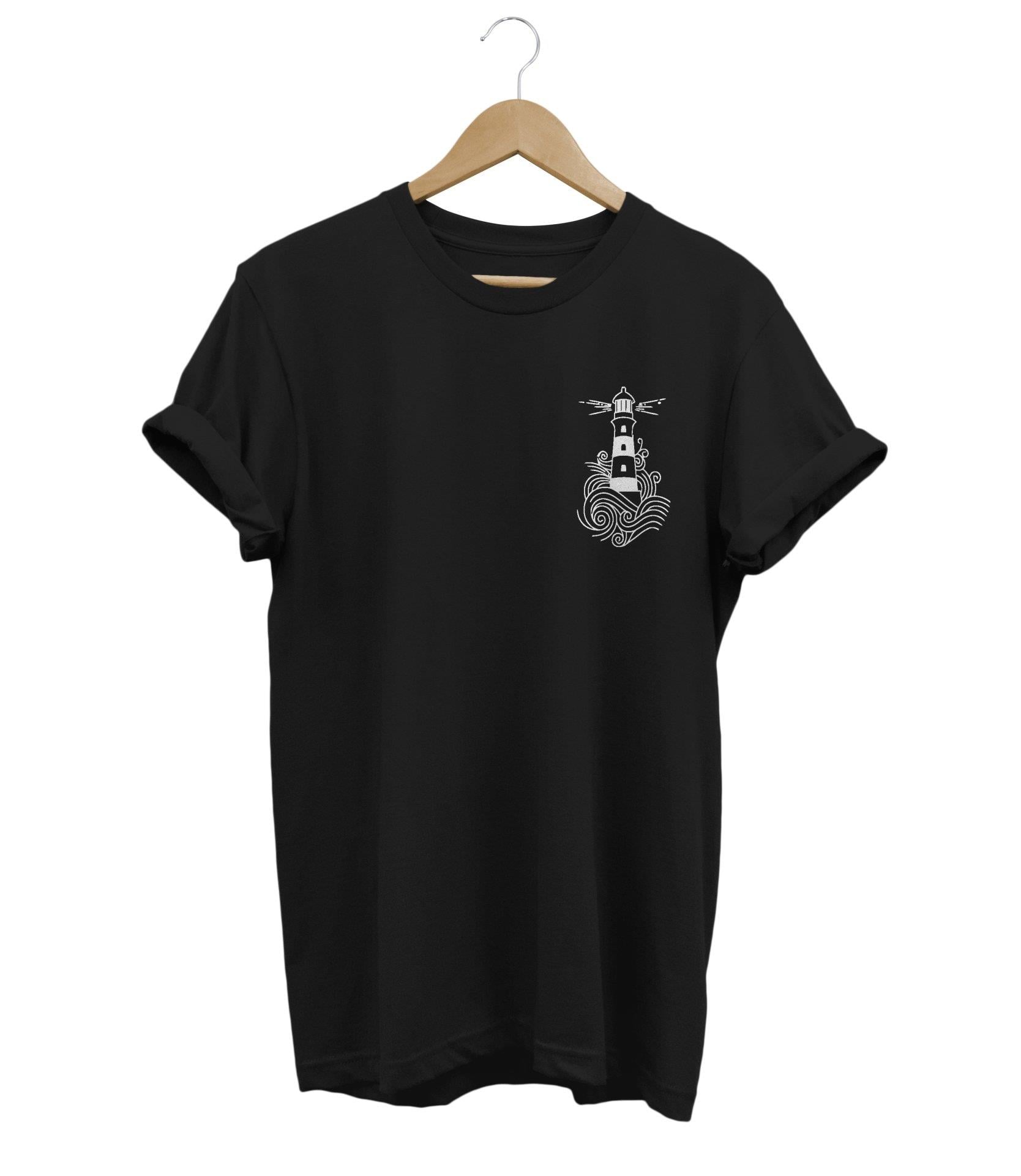 Widi Deniz Feneri Baskılı T-Shirt Siyah