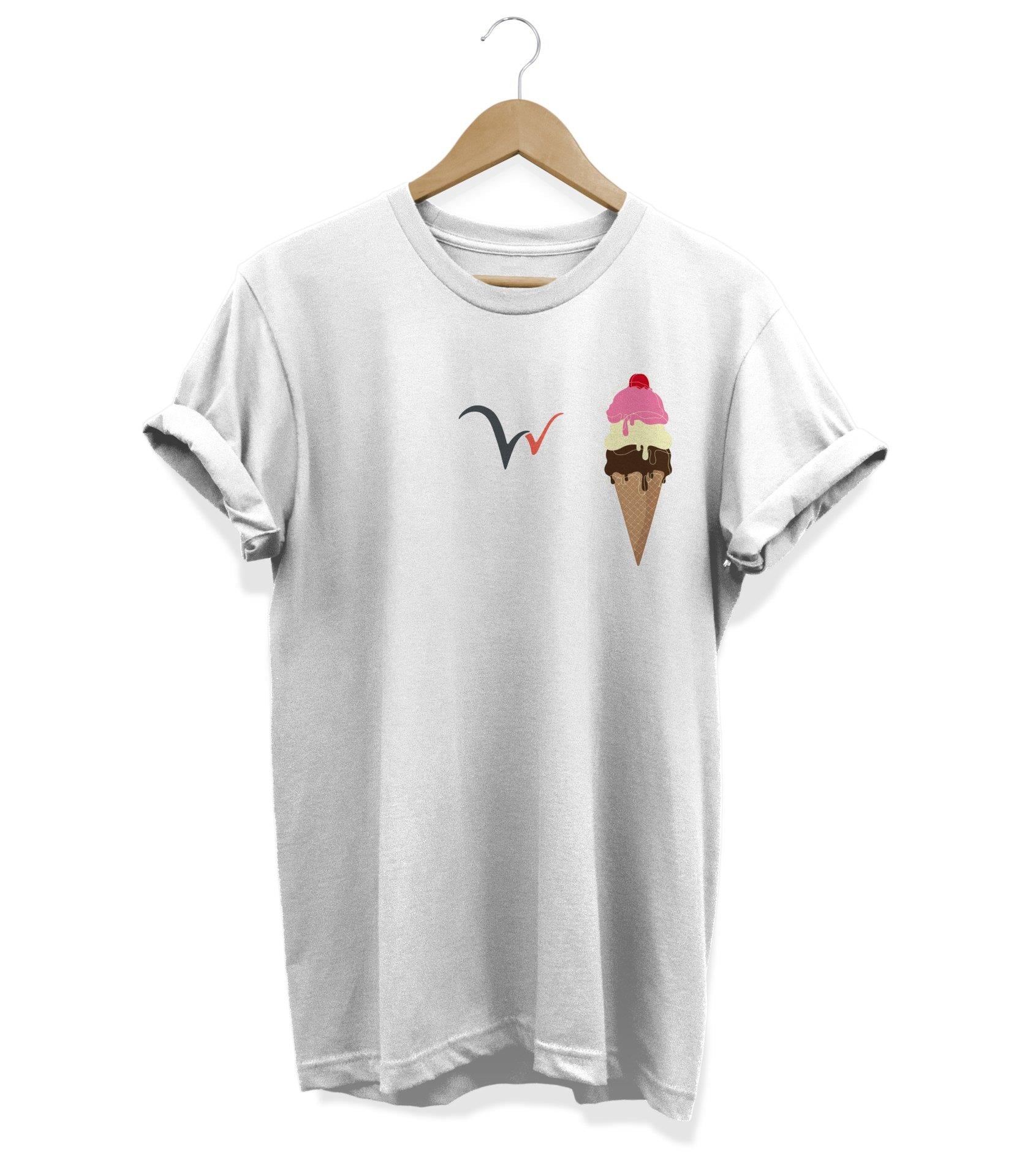 Widi Dondurma Baskılı T-Shirt Beyaz
