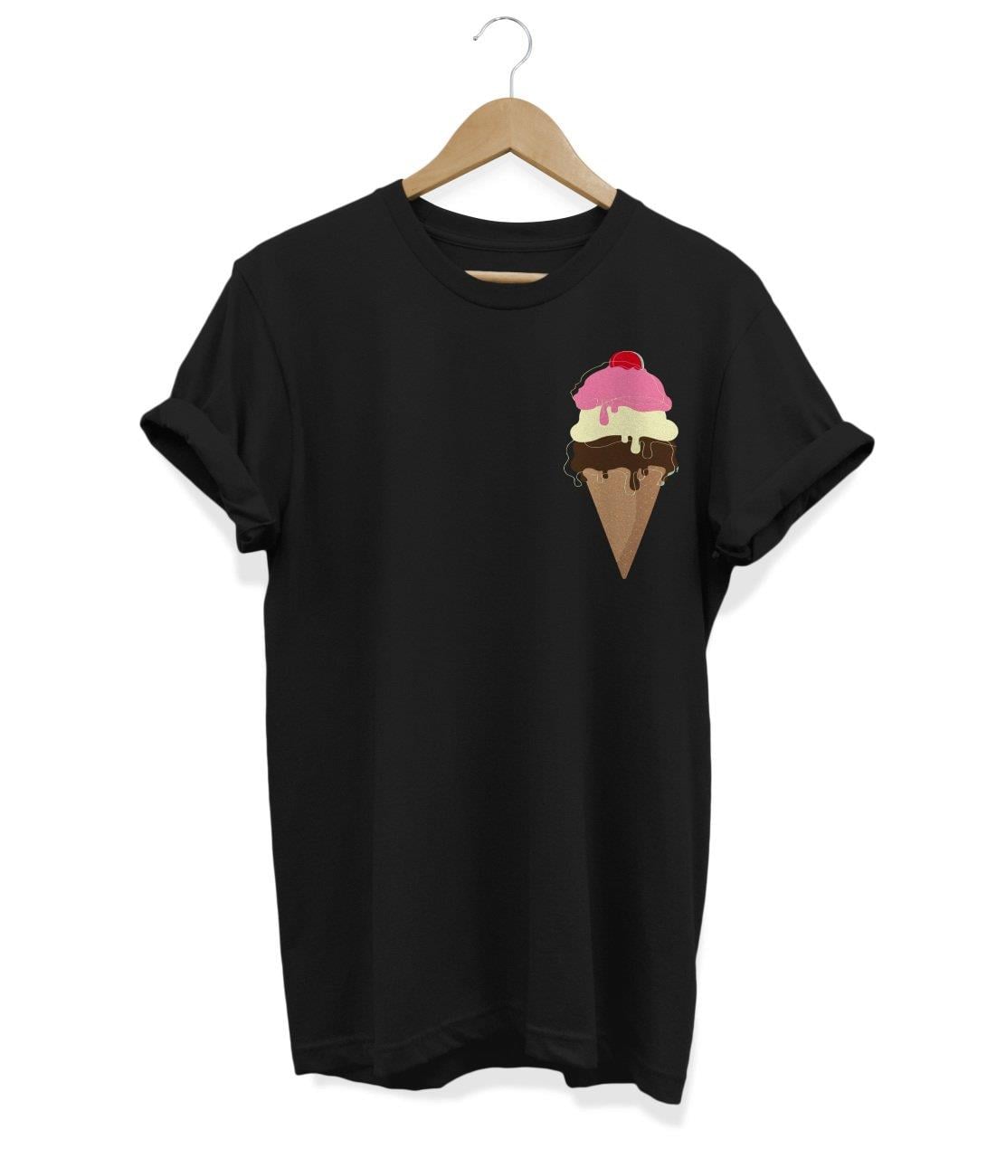 Widi Dondurma Baskılı T-Shirt Siyah