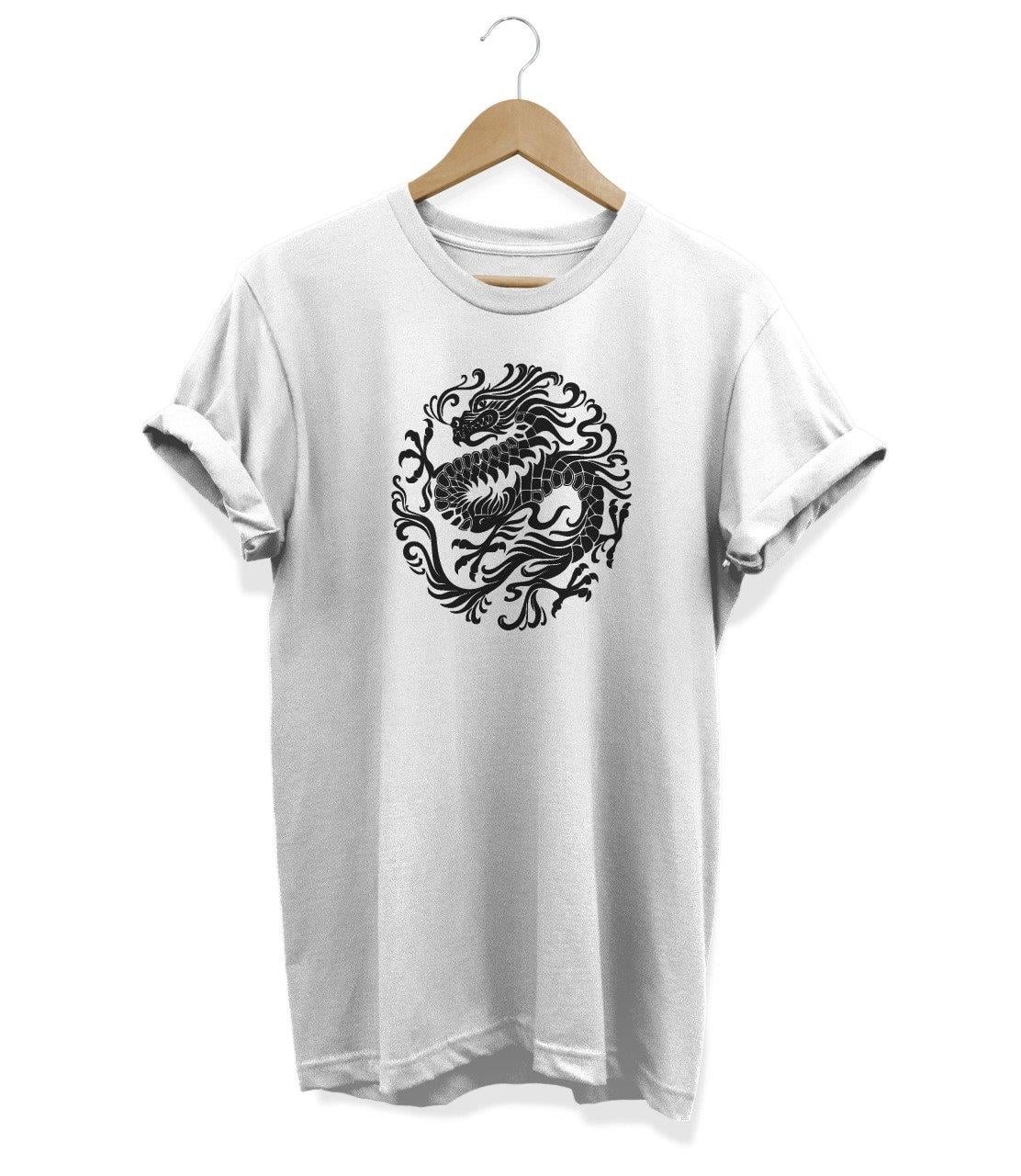 Widi Ejder Baskılı T-Shirt Beyaz