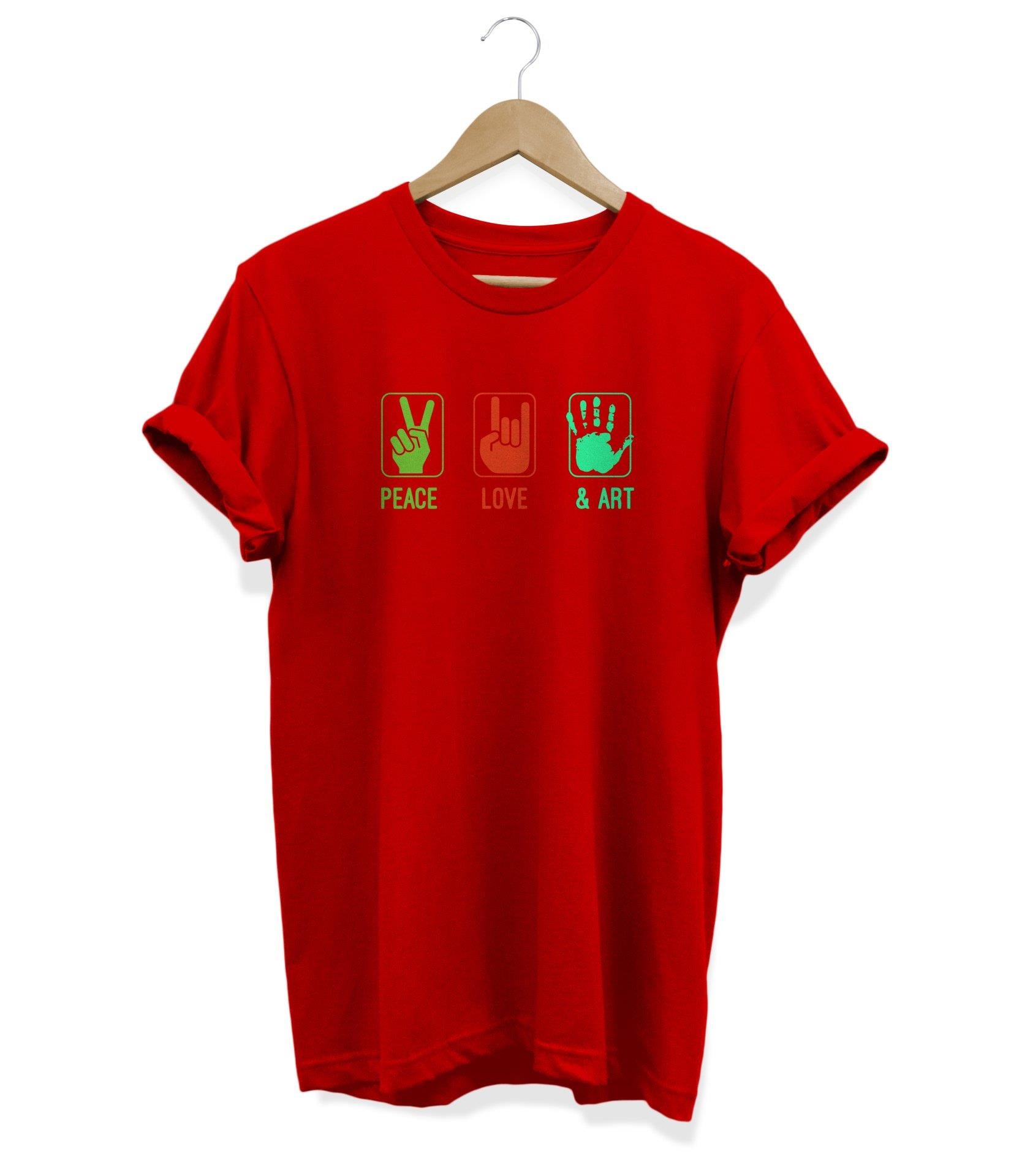 Widi El Baskılı T-Shirt Kırmızı