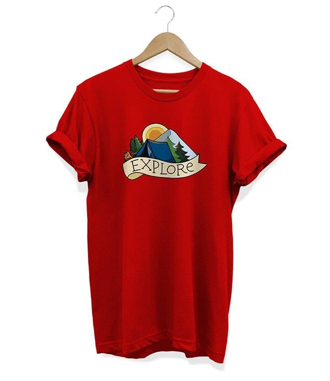 Widi Explore Baskılı T-Shirt Kırmızı